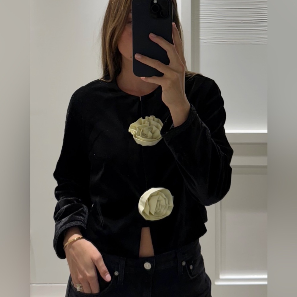 Ciao Lucia Javiera Velvet Rosette Jacket Black Size L